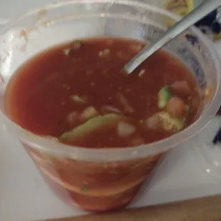 This is a shrimp cocktail. Was not worth it for as much as I paid it was all watery.