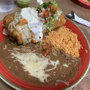 Chicken Chimichanga with green sauce