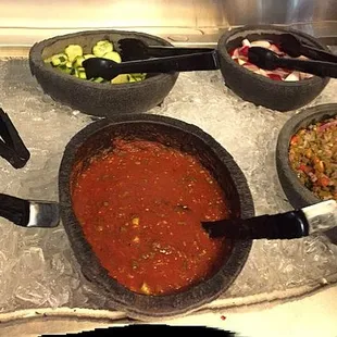 a variety of condiments