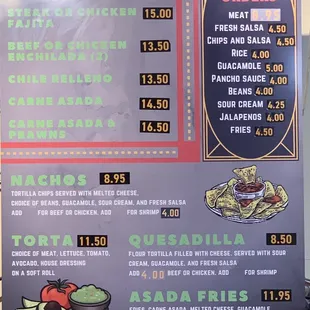 Platters and sides menu