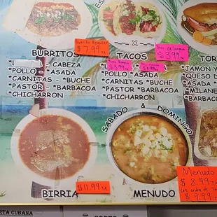 menu
