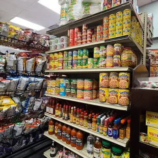 shelves of food