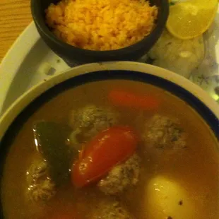 Meat ball soup!! Yum!! Great price too!