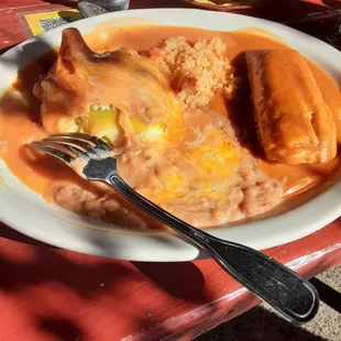 Chile Relleno and Tamale Combo Plate