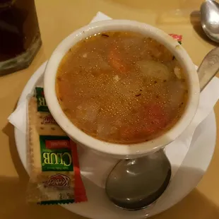 Vegetable beef noodle soup.