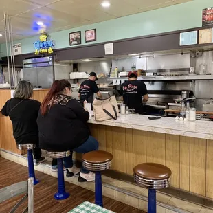 Two customers in the very clean and nice La Plaza Mexican Restaurant!