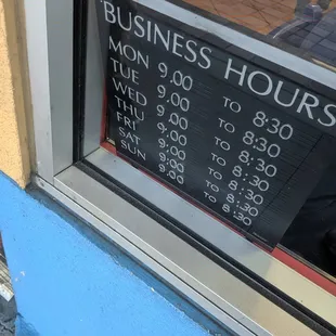 Hours, open 9 AM - 8:30 PM