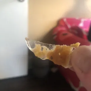 Large piece of glass in Nachos al Pastor