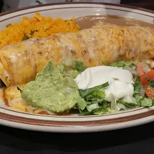a plate of mexican food on a table
