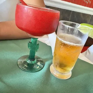 Modelo and Strawberry Margarita