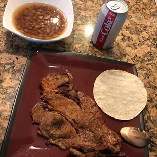 a plate of food and a drink