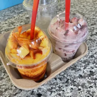 Mangonada and fresas con crema