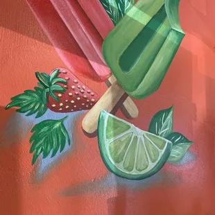 a painting of a lime and a popsicle