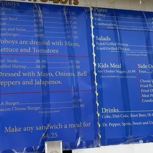 a menu for a restaurant