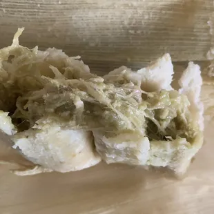 Tamal  Chicken with green sauce