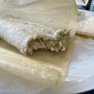 Chicken tamales with tomatillo sauce. The very BEST!