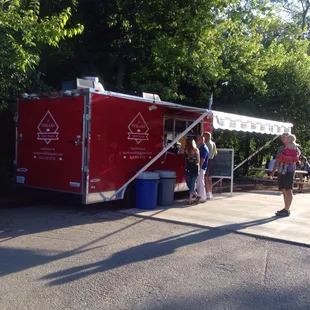 Taco truck in Cardinal Spirits parking lot