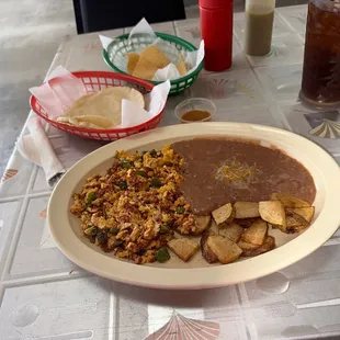 Chorizo Con Huevo with chopped Jalepenos