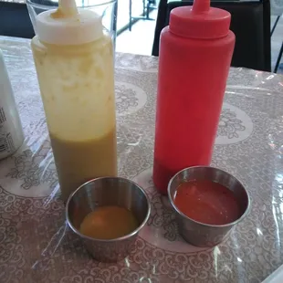 Red is spicy, green is not.