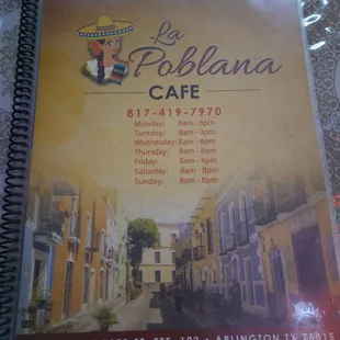 Front of menu