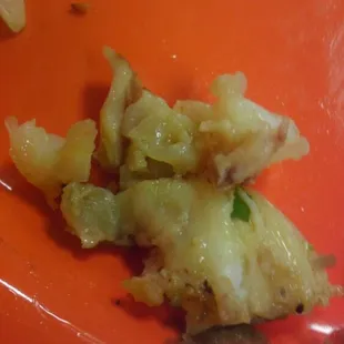 Ewww...gross gristly bits in the roasted chicken taco.