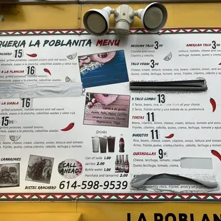 a menu for a restaurant