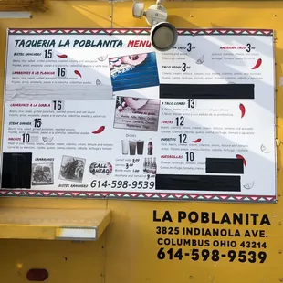 Menu and contact info (you can call ahead orders, too)