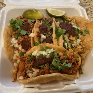 Chicken, Steak, Pastor (Pork), Chorizo