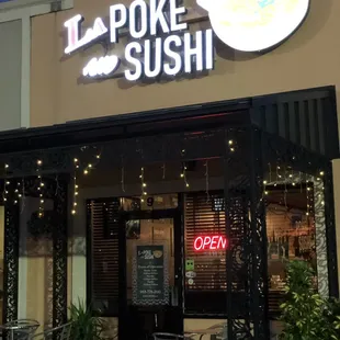 LA Poke and Sushi Exterior - Late Night View