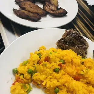 Sides Yellow rice and sweet plantains