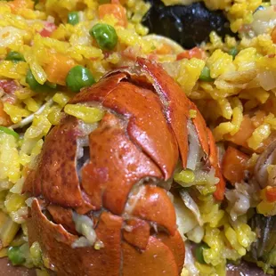 Paella with lobster