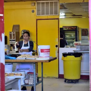 a woman preparing food