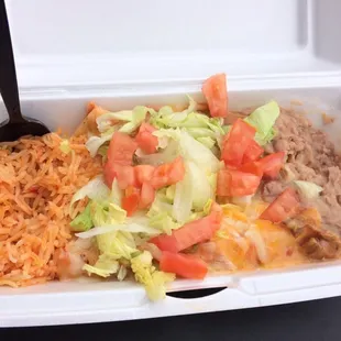 3 cheese enchiladas with rice &amp; beans... Pretty delicious for $5 bucks!