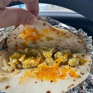 Potatoe, egg and cheese taco