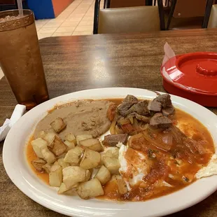 Huevos Rancheros w/ Lengua &amp; ranchero sauce !!! Yummy !!!