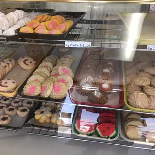 Variety of Mexican cookies in bakery case