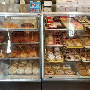 a display case full of donuts