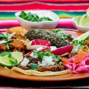 a plate of mexican food