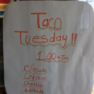 a taco tuesday sign