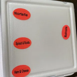 Empanadas are labeled