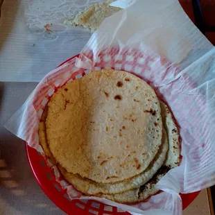 Handmade corn tortillas