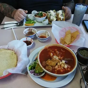 a table full of mexican food