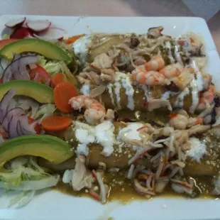 Seafood enchiladas..