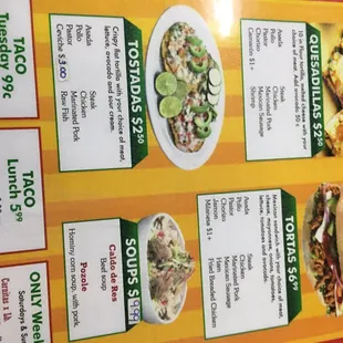 menu