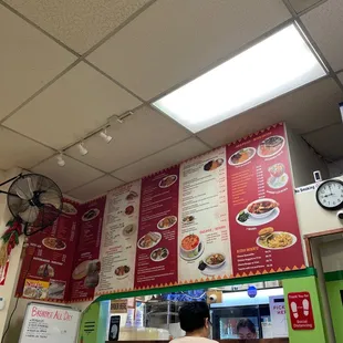 Ordering counter with menu above, beautiful selection