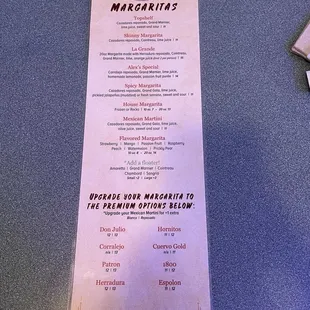 Drink menu