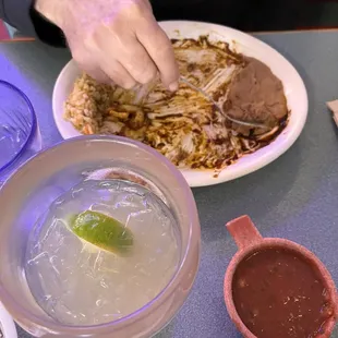 Mole enchiladas and Margarita.