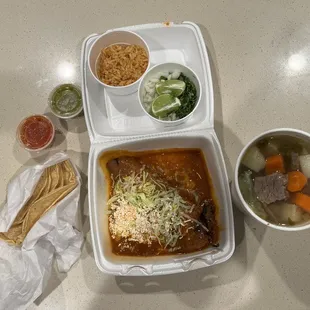 Chile rellenos and caldo de res (beef stew)