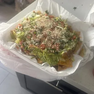 Vegetarian Nachos and paid extra for everything