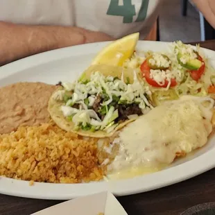 Taco, enchilada and chili relleno